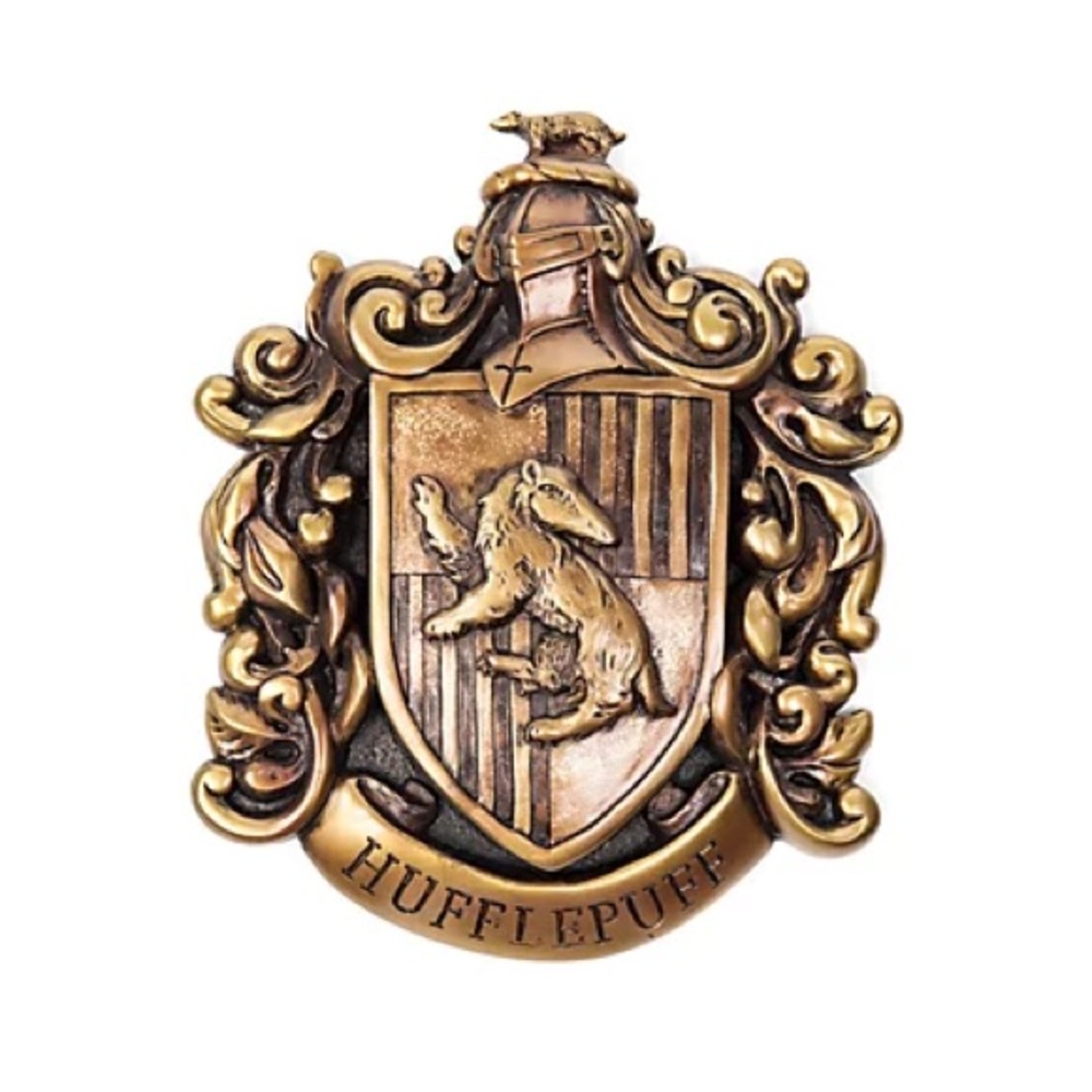 Warner Bros. Hufflepuff Crest Wall Plaque in Gold Tone